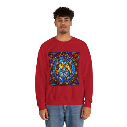 Unisex Heavy Blend™ Crewneck Sweatshirt, Glass 1, Pisces Zodiac Design