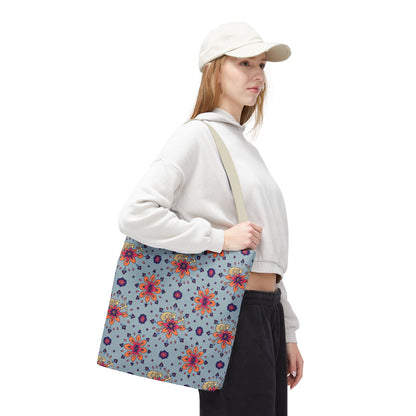 Tote Bag, (AOP), Sagittarius, Zodiac v1, Flower Pattern