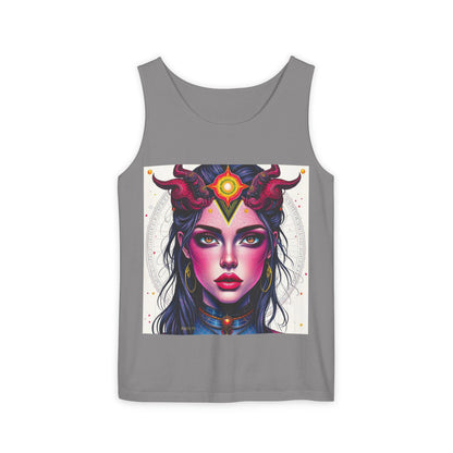 Unisex Garment-Dyed, Tank Top, Virgo Design, Pop Art, 100% US cotton