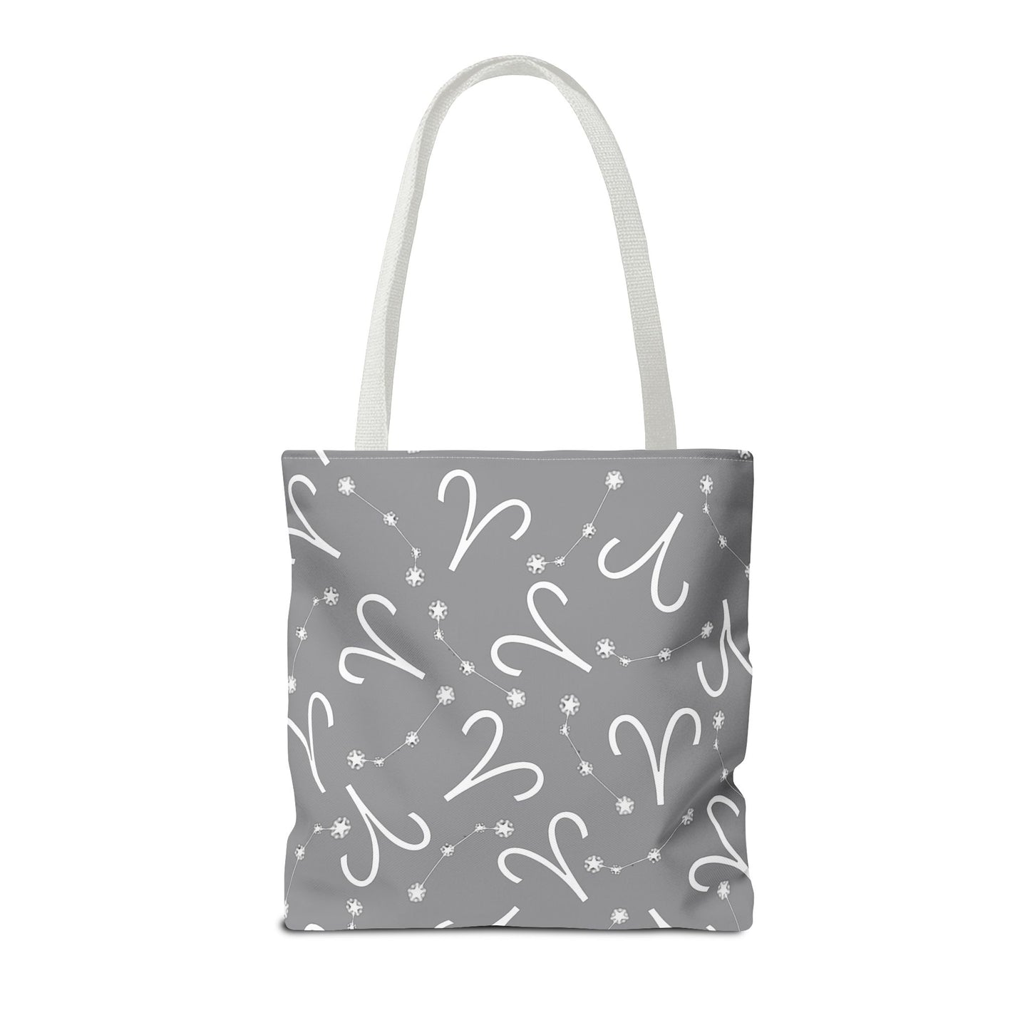 Tote Bag, Aries Zodiac Sign, AOP, (Grey, White)