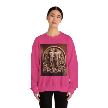 Unisex Heavy Blend™ Crewneck Sweatshirt, Stone Twins, Gemini Zodiac Design