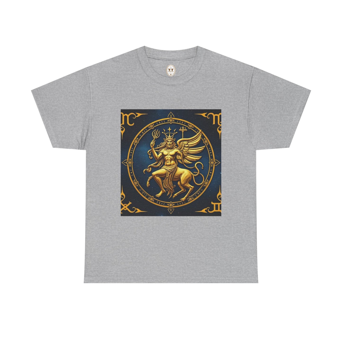 Unisex Heavy Cotton T-Shirt, Gold Angel, Symbol, Virgo Zodiac Design