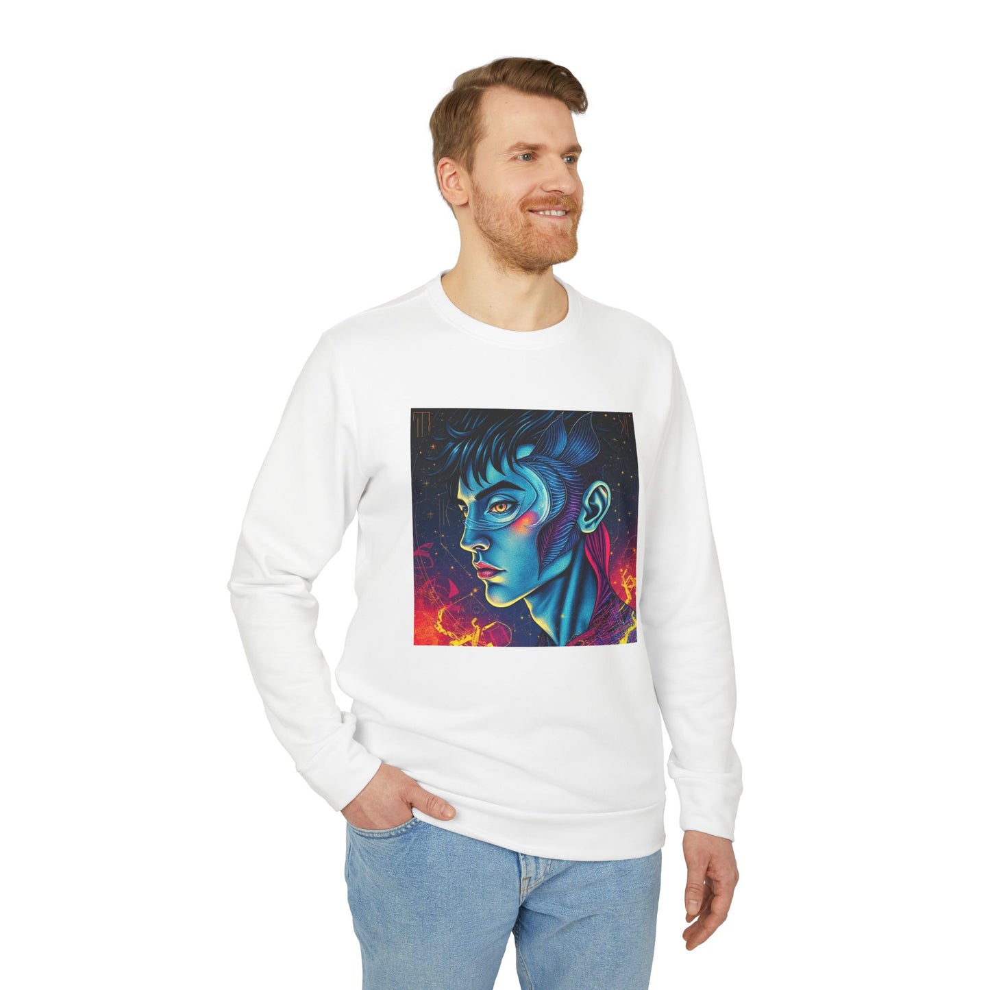 Adidas, Unisex Fleece Crewneck Sweatshirt, Pisces, Pop Art, Zodiac
