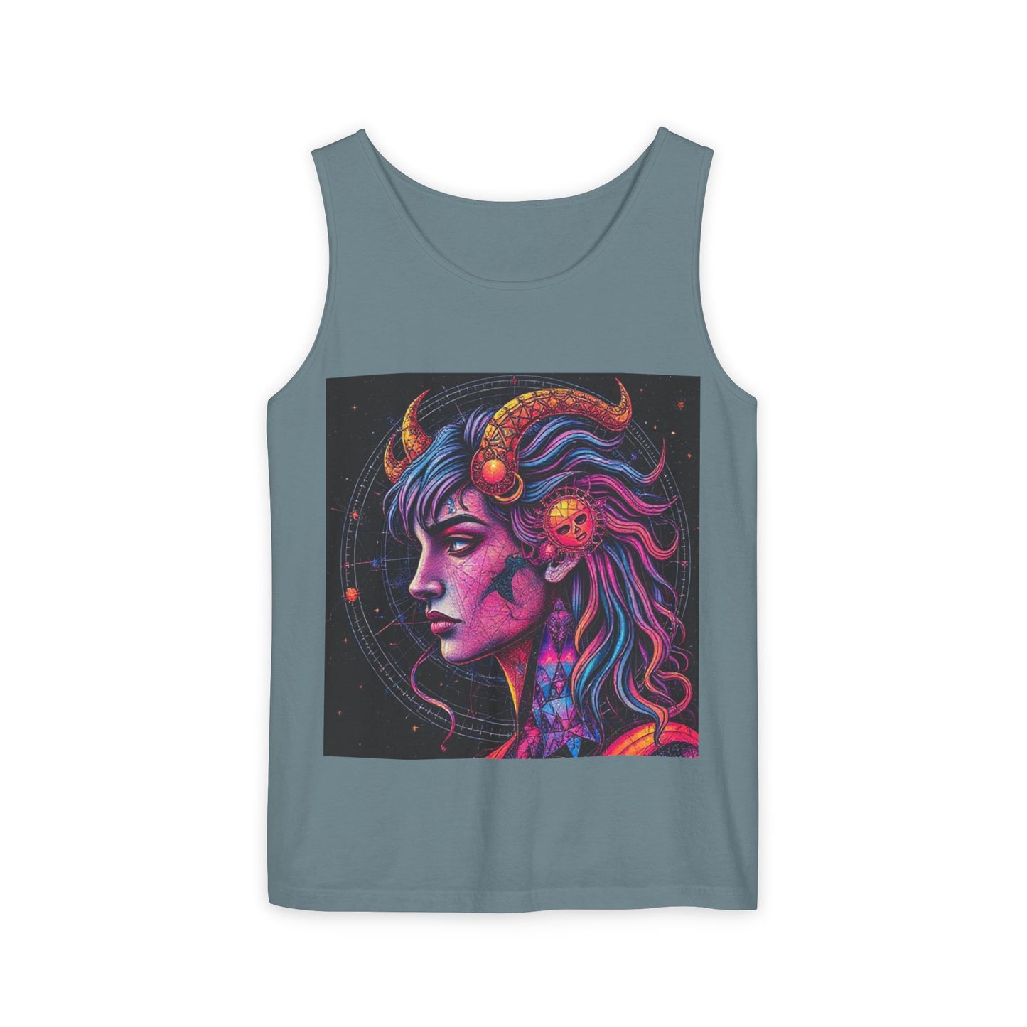 Unisex Garment-Dyed, Tank Top, Virgo Design, Pop Art v1, 100% US cotton