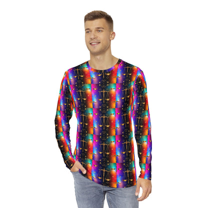 Men's Long Sleeve Shirt, (AOP), Libra, Zodiac v1, Pattern