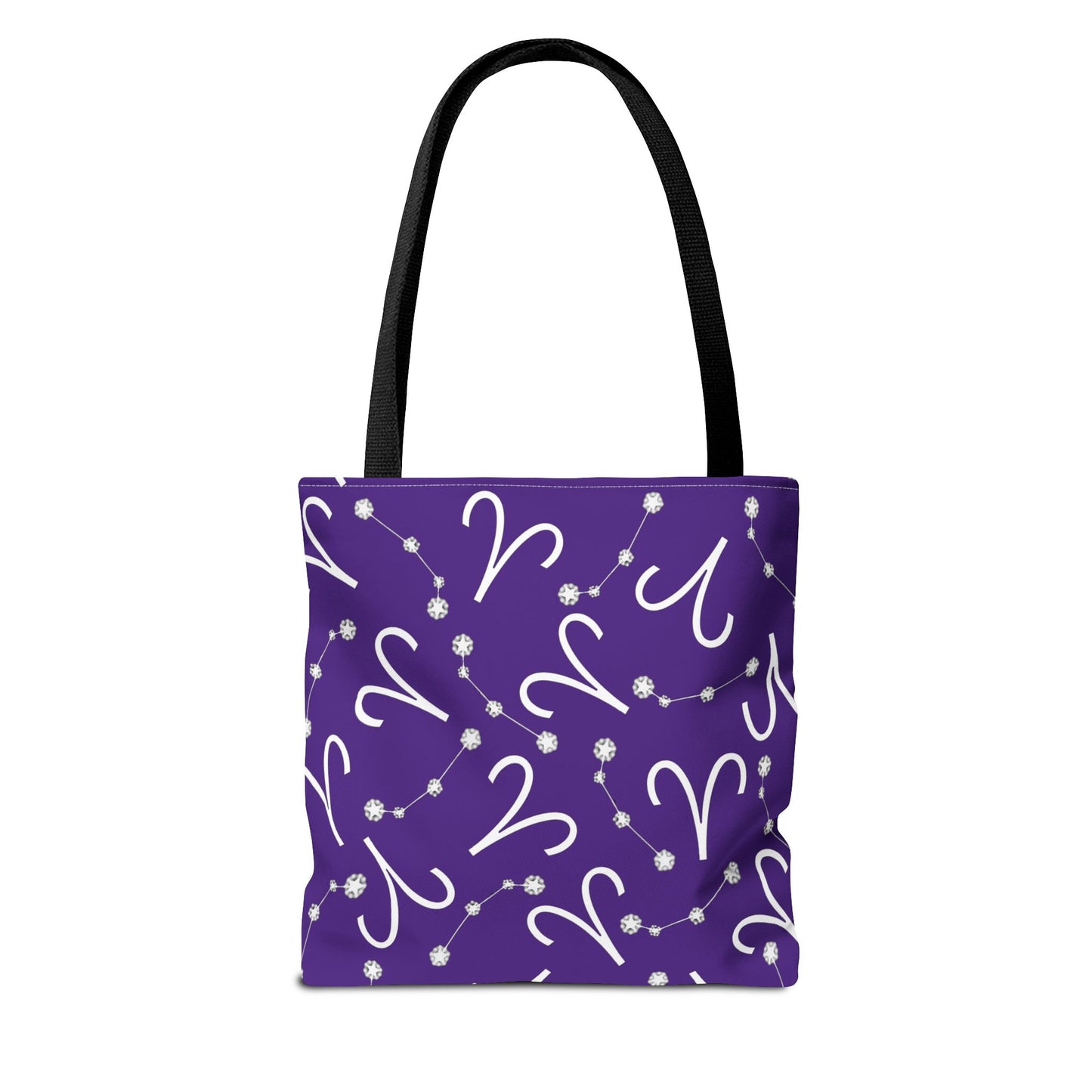 Tote Bag, Aries Zodiac Sign, AOP, (Purple, White)