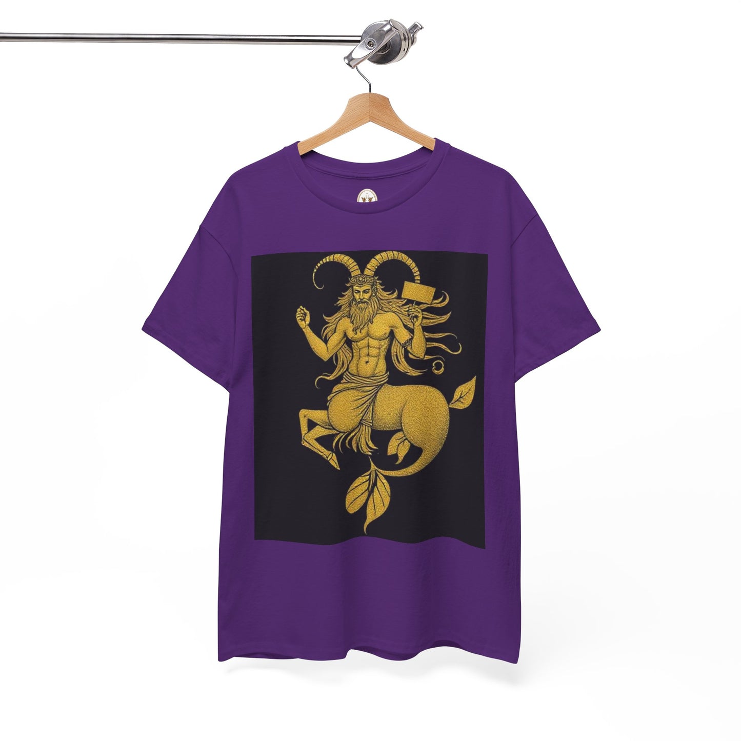 Unisex Heavy Cotton T-Shirt, Capricorn God, Zodiac Design