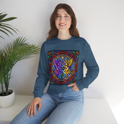 Unisex Heavy Blend™ Crewneck Sweatshirt, Glass, Gemini Zodiac Design