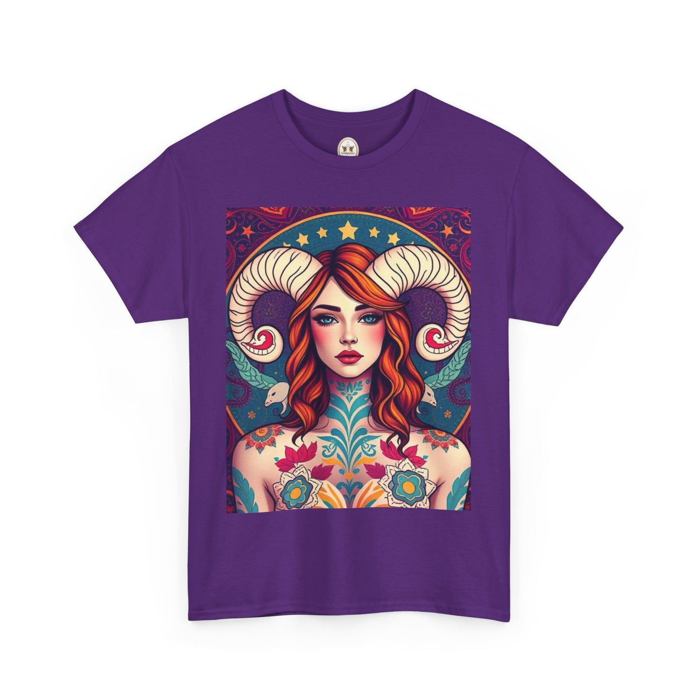 Unisex Heavy Cotton T-Shirt, Aries, Zodiac v1, Sexy Art
