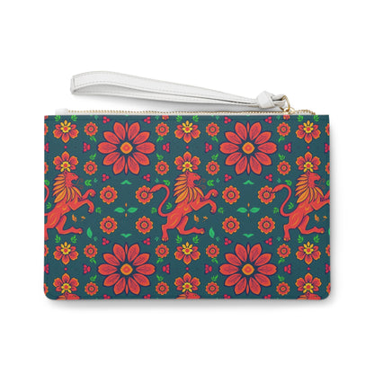 Clutch Bag, Leo, Zodiac v3, Flower Pattern