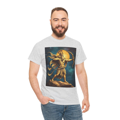 Unisex Heavy Cotton T-Shirt, Midnight Arrow, Sagittarius Zodiac Design