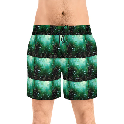 Men's Mid-Length Swim Shorts, (AOP), Taurus, Zodiac v4, Bubble Pattern