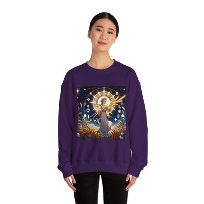 Unisex Heavy Blend™ Crewneck Sweatshirt, anime girl in wheat field, Virgo Zodiac Design