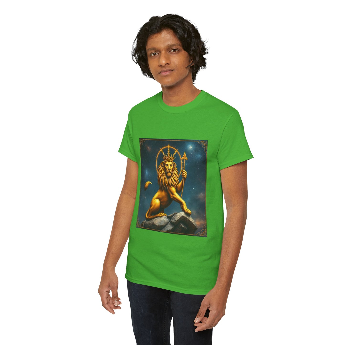 Unisex Heavy Cotton T-Shirt, King of Lions, Leo Zodiac Design