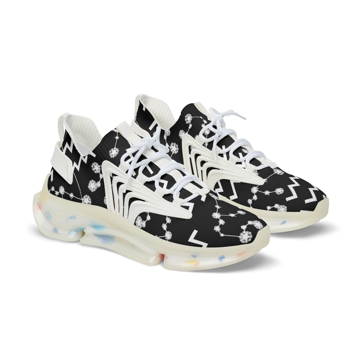 Men's Mesh Sneakers, Aquarius Zodiac Sign, AOP, Black