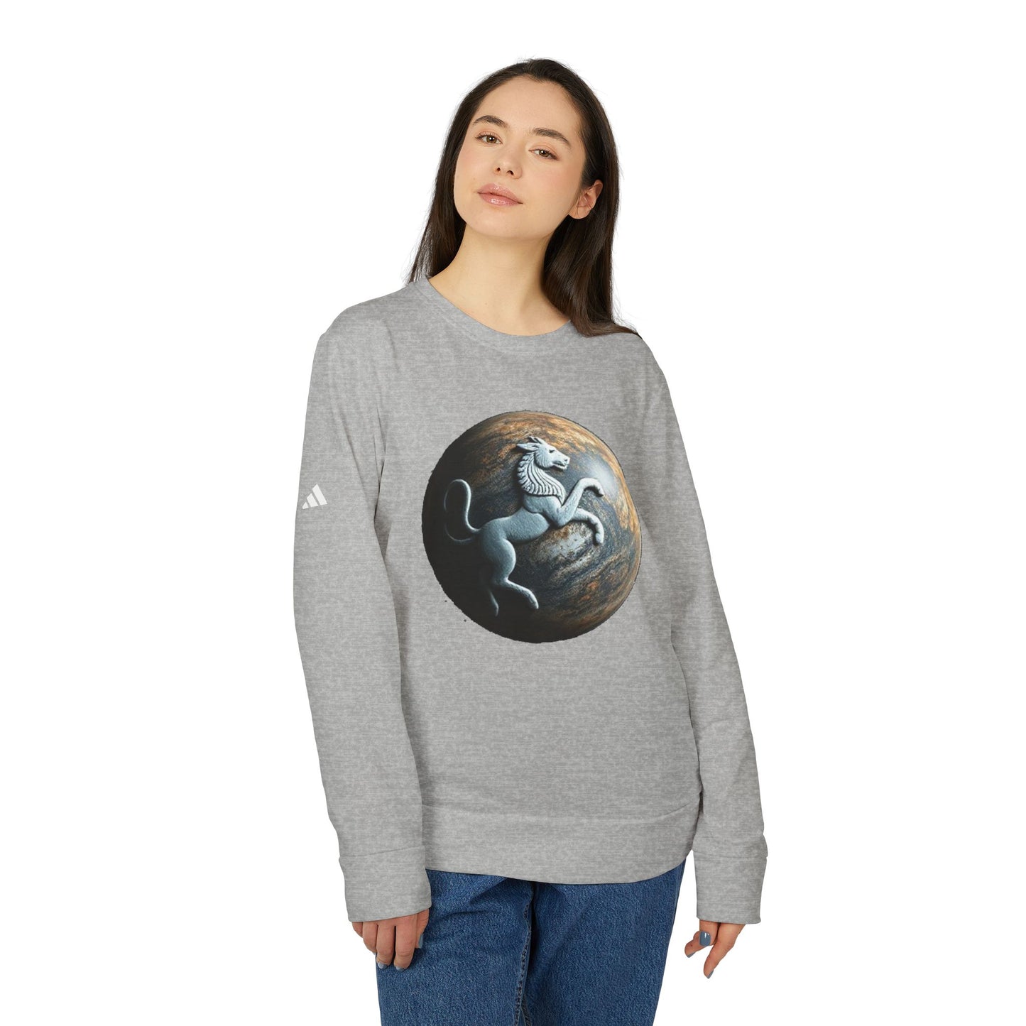 Adidas, Unisex Fleece Crewneck Sweatshirt, Aquarius, Planet Animal, Zodiac