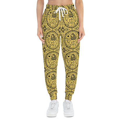 Athletic Joggers, Zodiac Design, Pattern v1, Leo, AOP