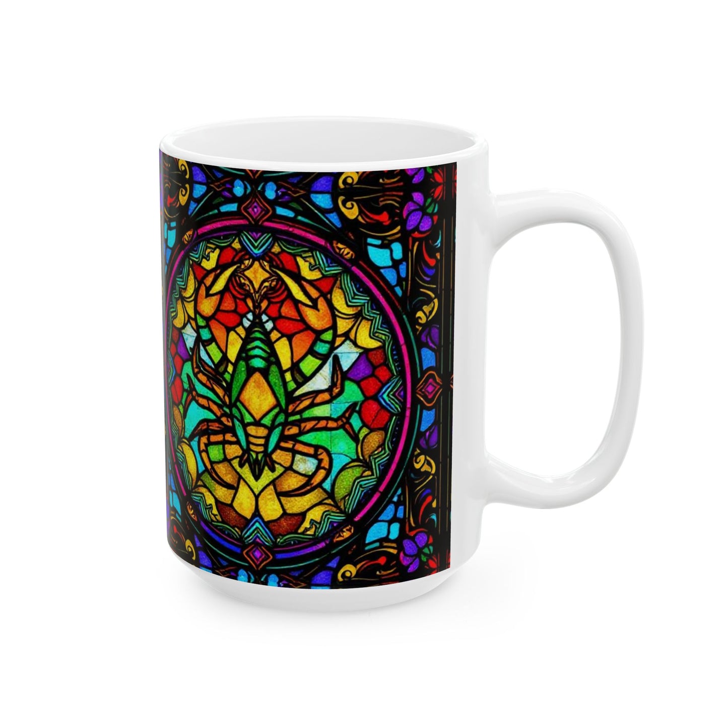 Ceramic Mug, (11oz, 15oz), Ceramic Coffee Mug, AOP, Glass Design, Scorpio Zodiac