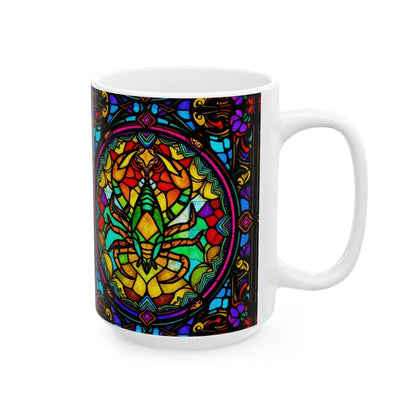 Ceramic Mug, (11oz, 15oz), Ceramic Coffee Mug, AOP, Glass Design, Scorpio Zodiac