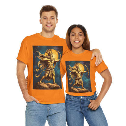 Unisex Heavy Cotton T-Shirt, Midnight Arrow, Sagittarius Zodiac Design