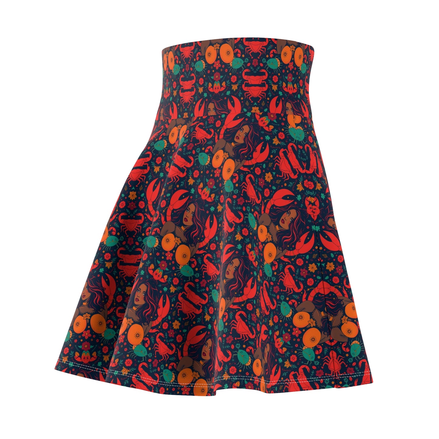 Women's Skater Skirt, (AOP), Cancer, Zodiac v3, Sexy Pattern