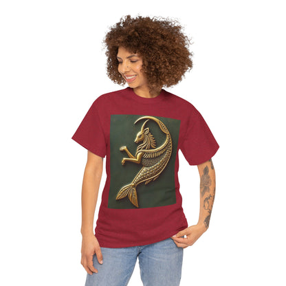 Unisex Heavy Cotton T-Shirt, Capricorn Animal v1, Symbol, Zodiac Design