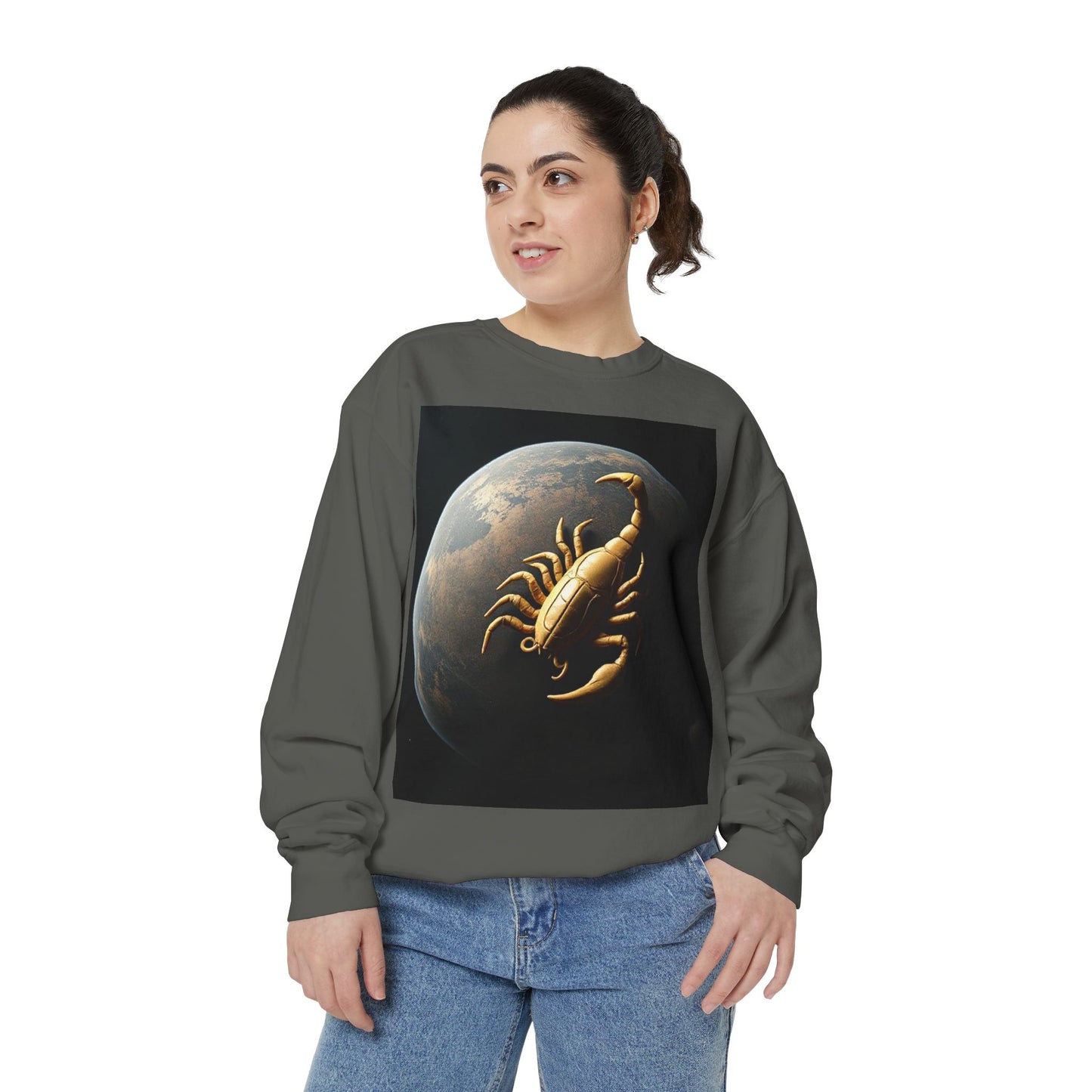 Garment-Dyed Sweatshirt, Unisex, Space Animal Design v1, Scorpio