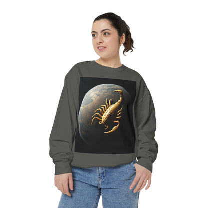 Garment-Dyed Sweatshirt, Unisex, Space Animal Design v1, Scorpio