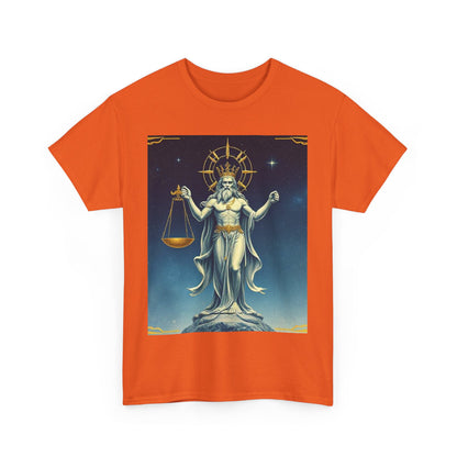 Unisex Heavy Cotton T-Shirt, Space, Libra God, Zodiac Design