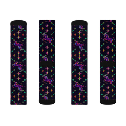 Sublimation Socks, Capricorn, Zodiac v3, Jewel Pattern