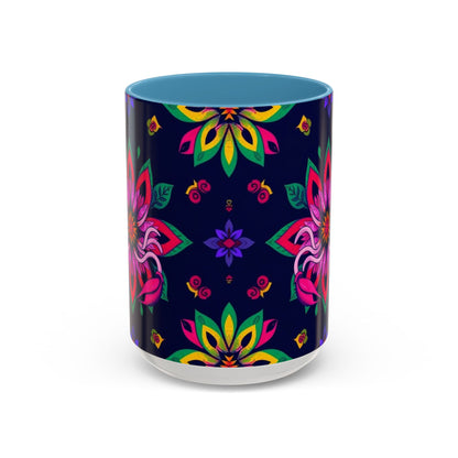 Accent Coffee Mug, Scorpio, Zodiac v4. Flower Pattern, (11, 15oz)
