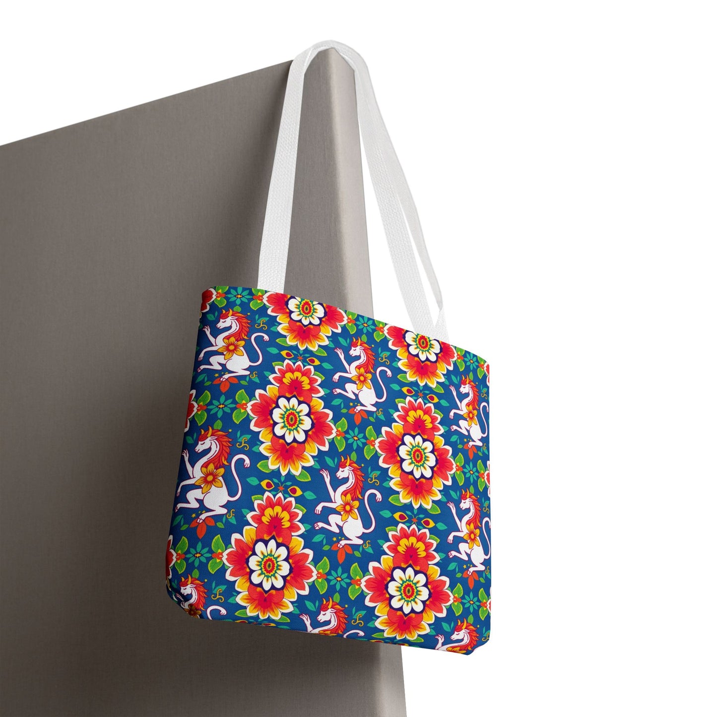 Tote Bag, (AOP), Virgo, Zodiac v2, Flower Pattern