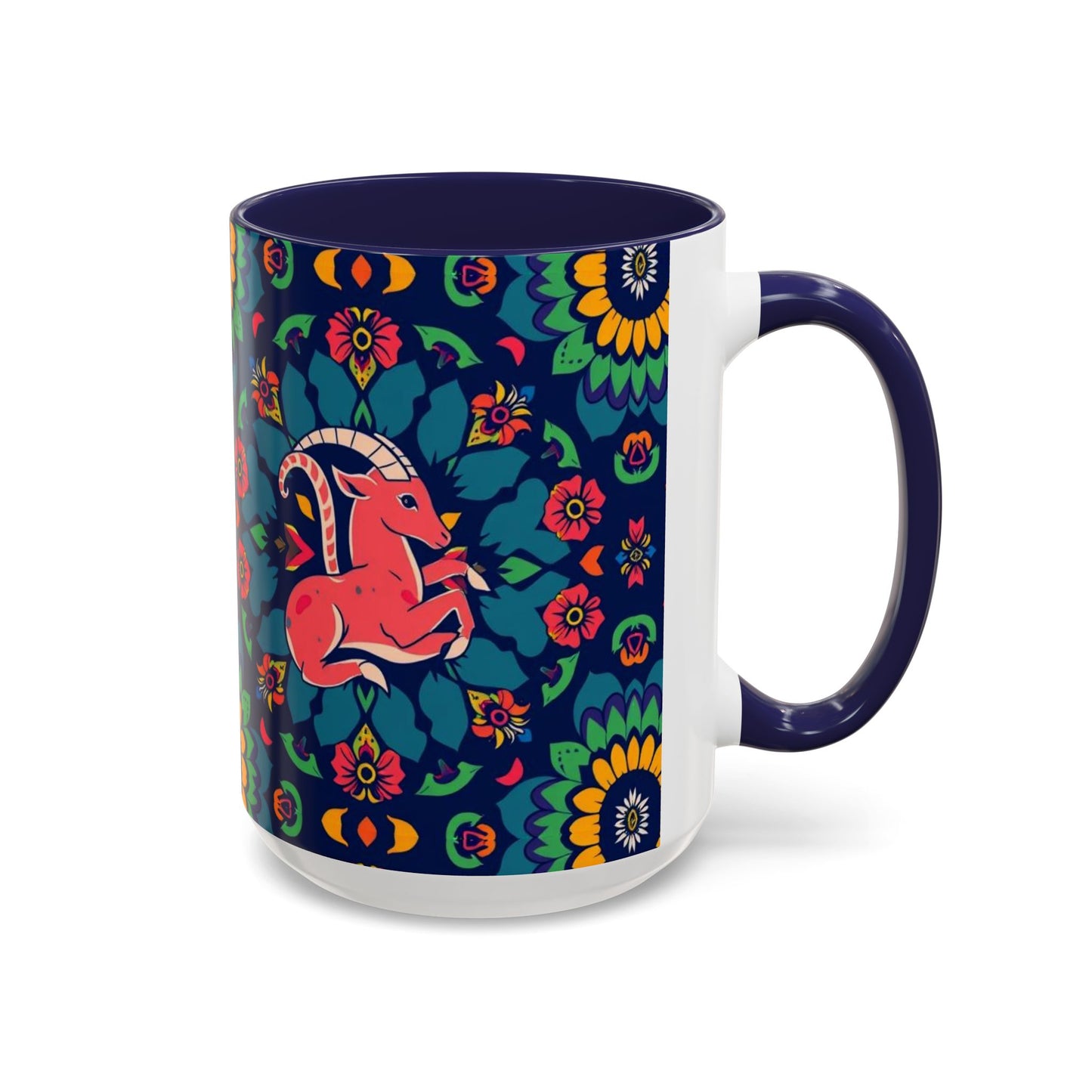 Accent Coffee Mug, Capricorn, Zodiac, Flower Pattern, (11, 15oz)