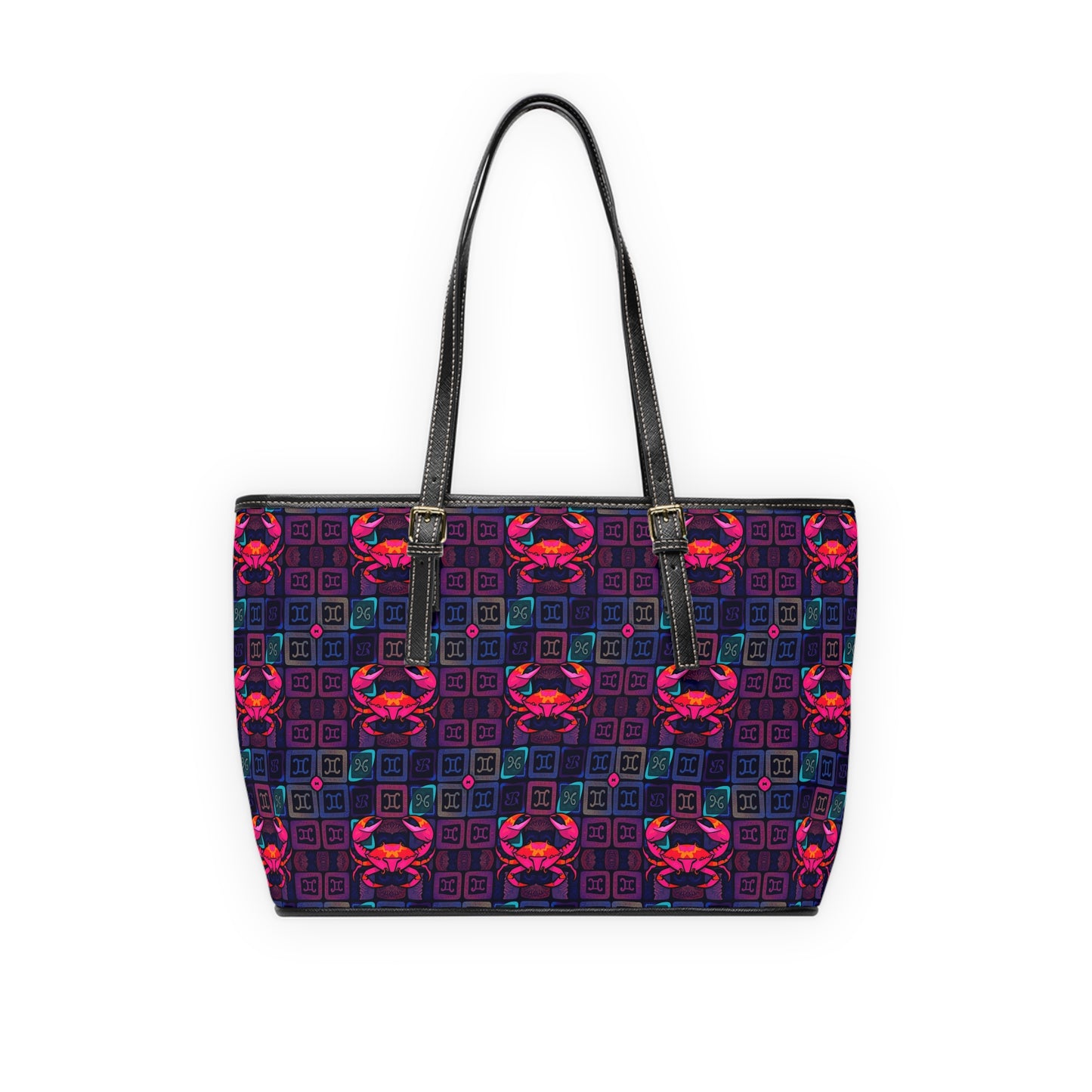 Leather Shoulder Bag, Cancer, Zodiac v3, Shapes Pattern