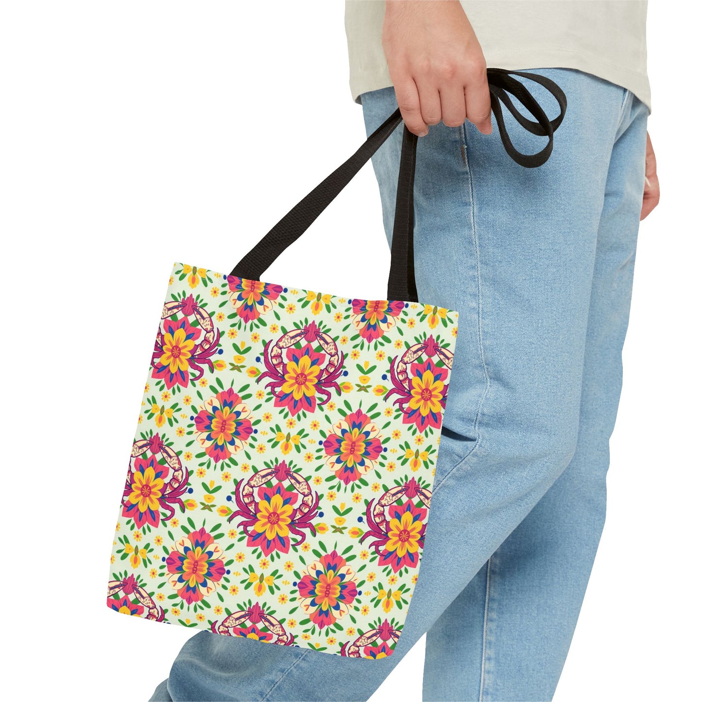 Tote Bag (AOP), Cancer, Zodiac v1, Flower Pattern