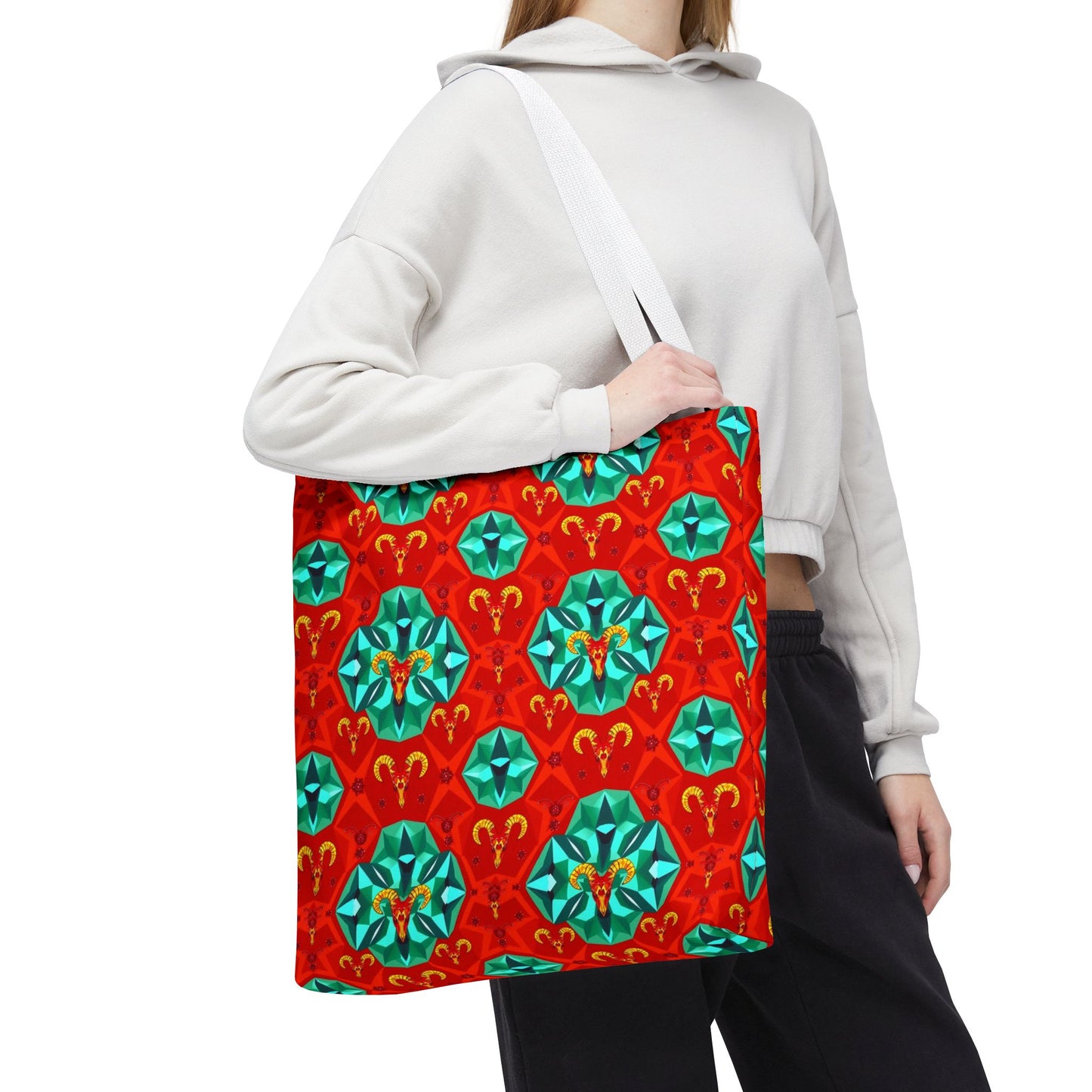 Tote Bag (AOP), Aries, Zodiac v1, Jewel Pattern