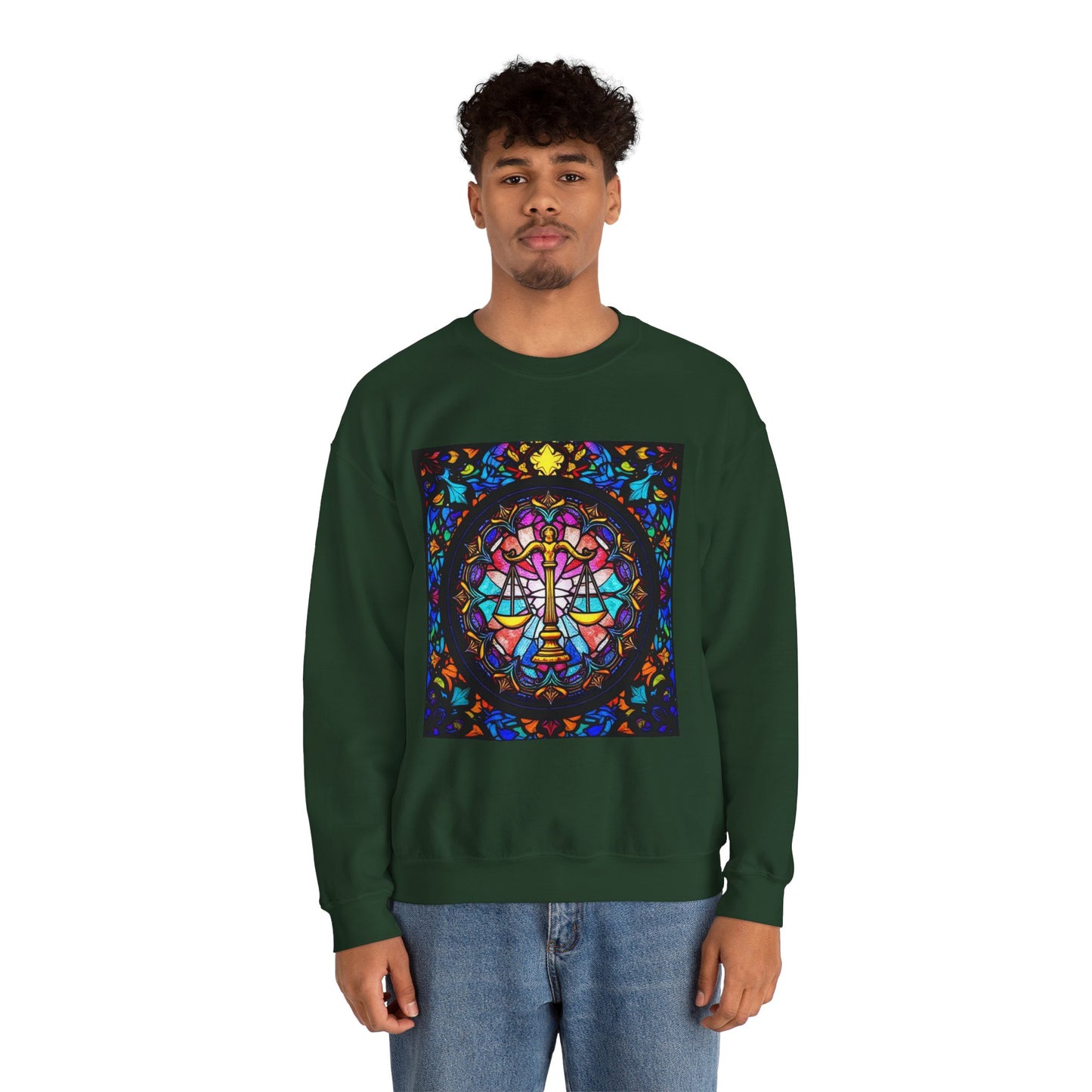 Unisex Heavy Blend™ Crewneck Sweatshirt, Glass 1, Libra Zodiac Design
