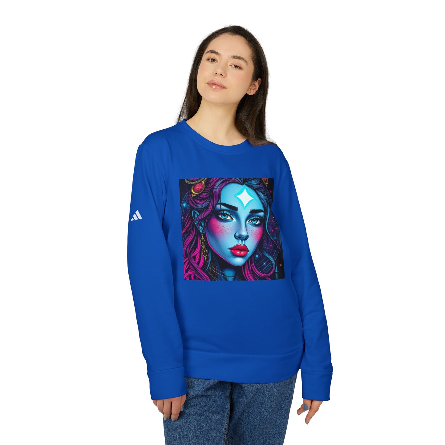 Adidas Unisex Fleece Crewneck Sweatshirt, Gemini, Pop Art, Zodiac