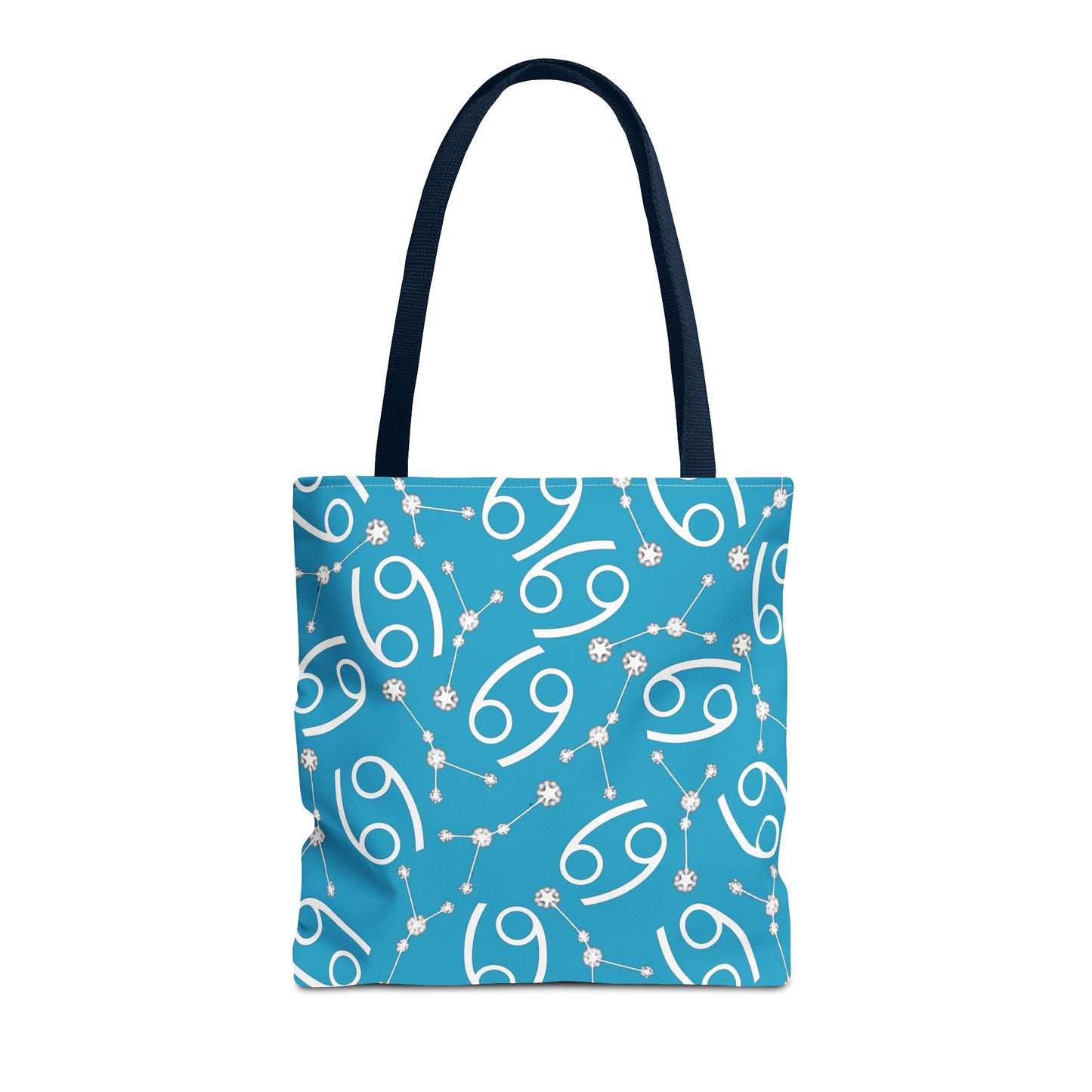 Tote Bag, Cancer Zodiac Sign, AOP, (Turquoise, White)