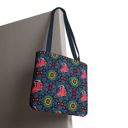 Tote Bag, (AOP), Capricorn, Zodiac v4, Flower Pattern