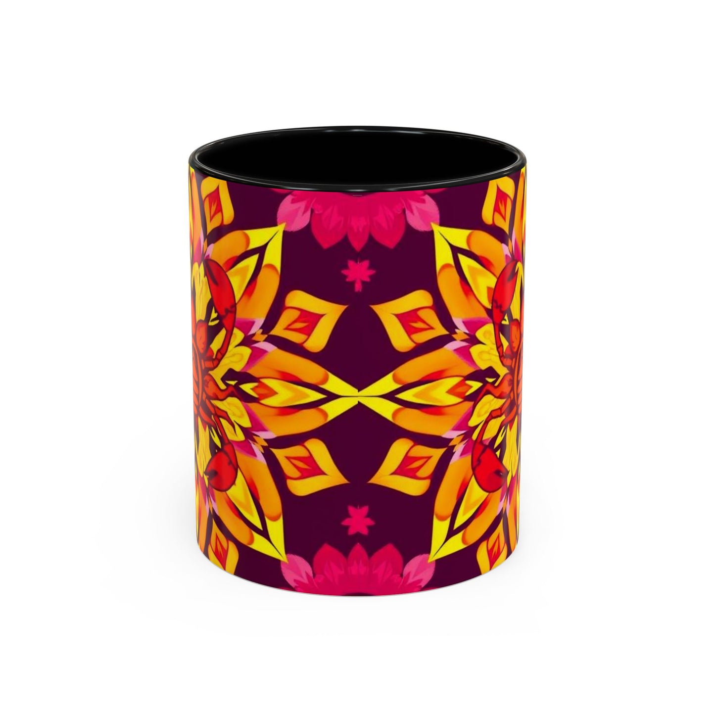 Accent Coffee Mug, Scorpio, Zodiac v1. Flower Pattern, (11, 15oz)