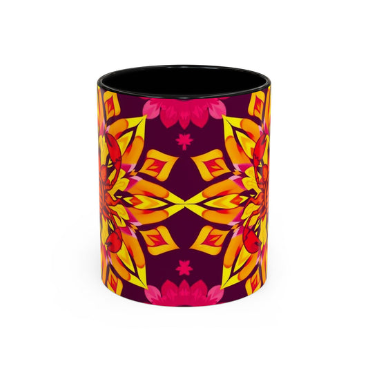 Accent Coffee Mug, Scorpio, Zodiac v1. Flower Pattern, (11, 15oz)