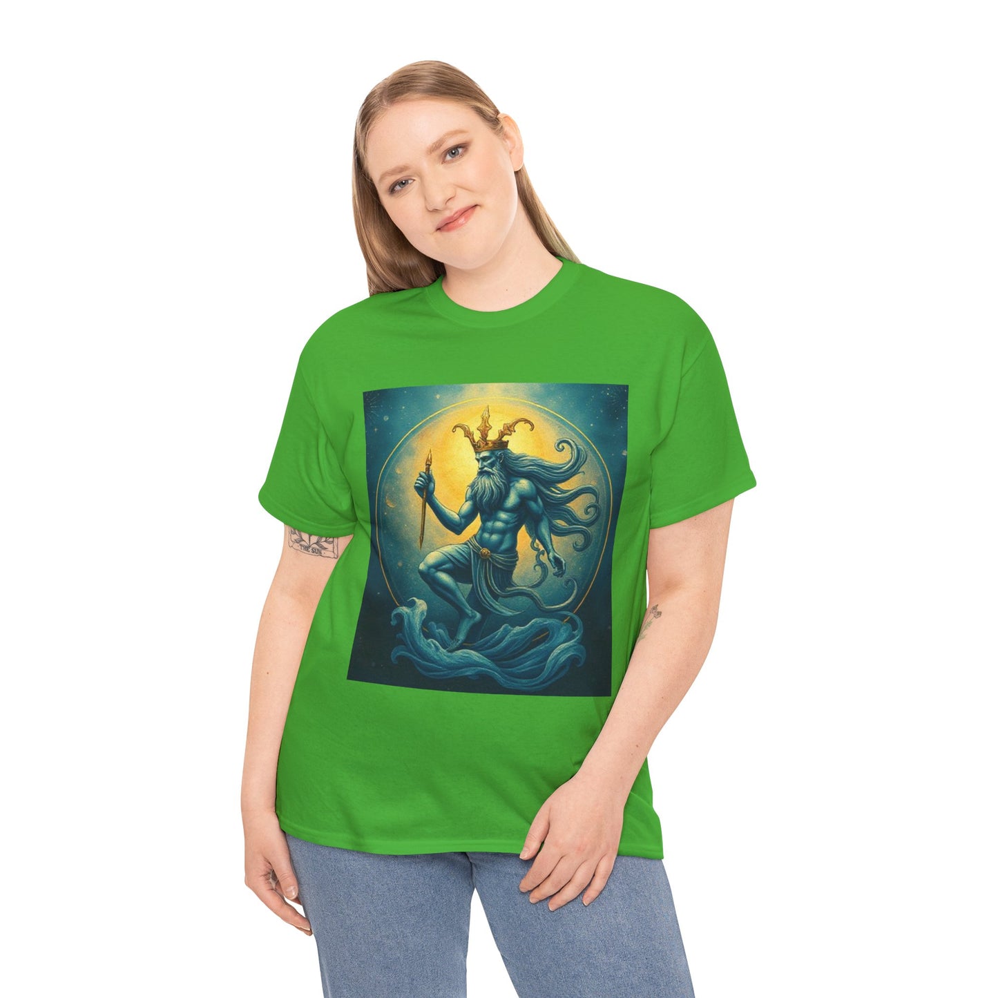 Unisex Heavy Cotton T-Shirt, Aquarius God, Zodiac Design