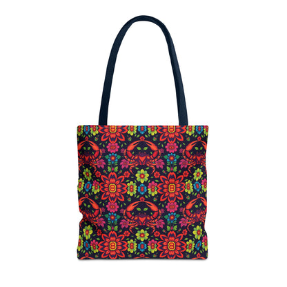 Tote Bag, (AOP), Cancer, Zodiac, Flower Pattern