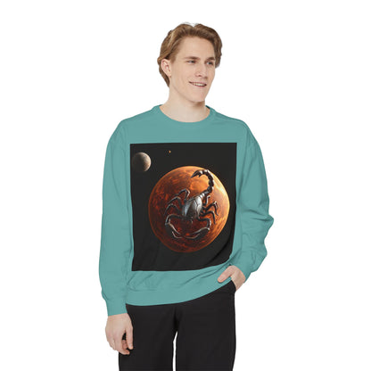 Garment-Dyed Sweatshirt, Unisex, Space Animal Design, Scorpio