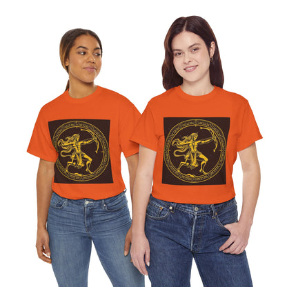 Unisex Heavy Cotton T-Shirt, Mythical Faun/Satyr, Sagittarius Zodiac Design