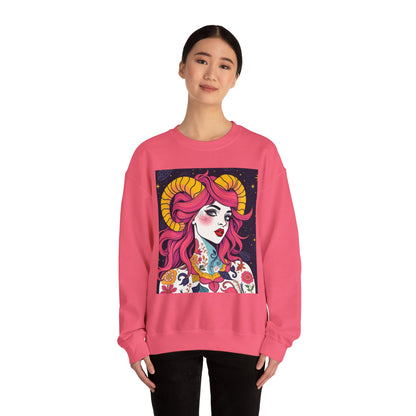 Unisex Heavy Blend™ Crewneck Sweatshirt, Aries, Zodiac, Sexy Pattern