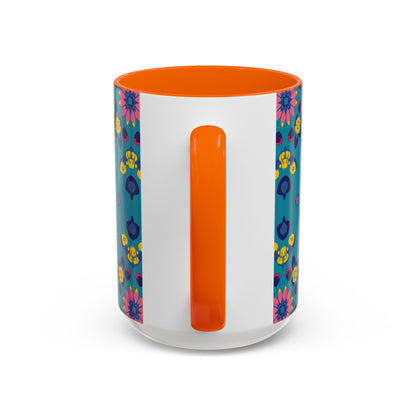Accent Coffee Mug, Libra, Zodiac v2, Flower Pattern, (11, 15oz)