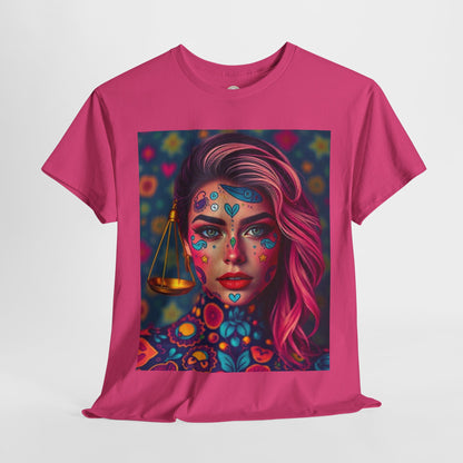 Unisex Heavy Cotton T-Shirt, Libra, Zodiac v2, Sexy Art