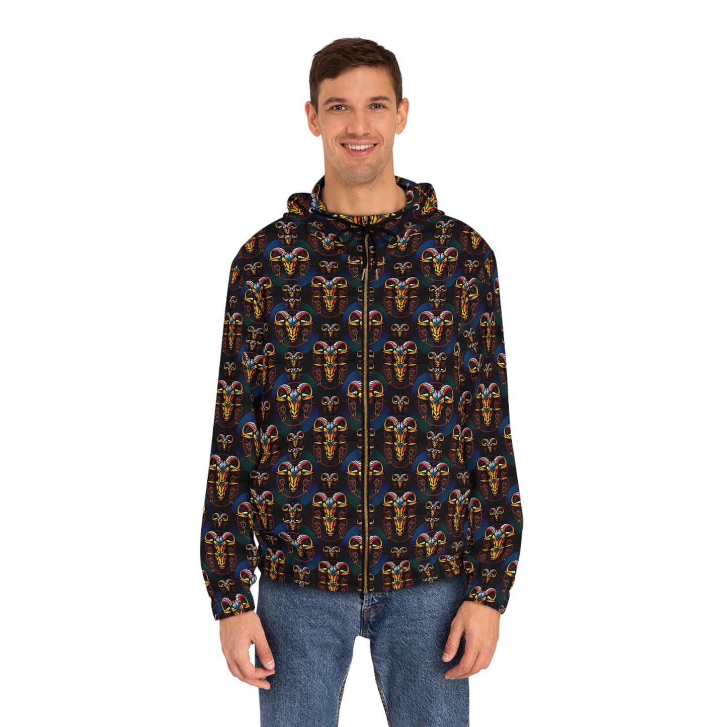 Full-Zip Hoodie (AOP), Taurus, Zodiac v1, Pattern